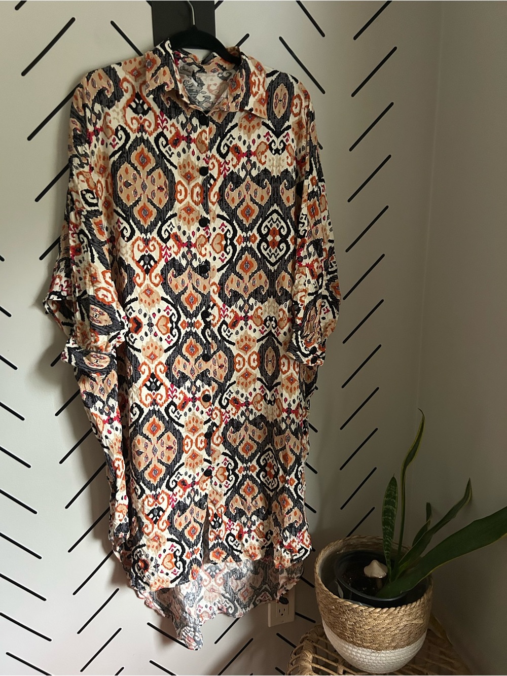 vibrant Charlise paisley shirt dress oversized tunic-style boho